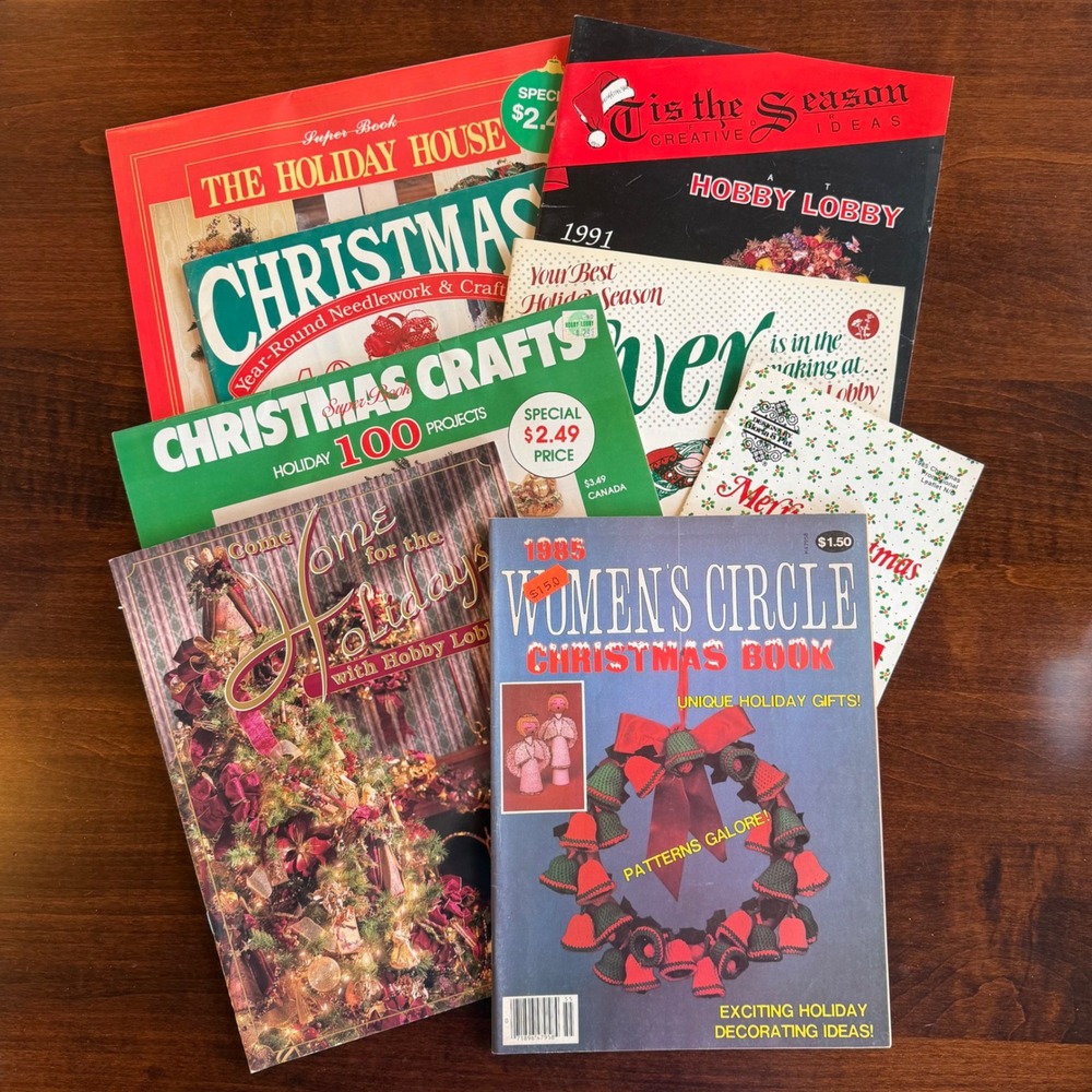Vintage 1980s-90s Christmas Craft Magazine Lot Hobby Lobby Womens Circle 7 pc